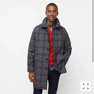 J. Crew Black and Gray Checkered Men's Car Coat